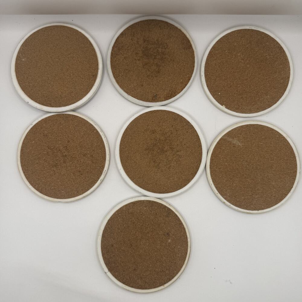 Ocean Life Coasters for Drinks Set of 7 Cork Base Ceramic Coastal Decor - Picture 4 of 9